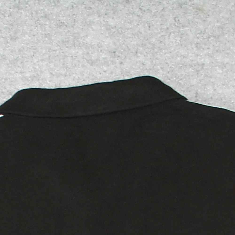 True Religion Mens LS Damask Polo Medium Black Logo Tape Long Sleeve Shirt